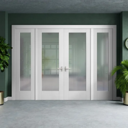 White Primed Internal Pattern 10 Obscure Glass Sidelight Room Divider Set (123158)