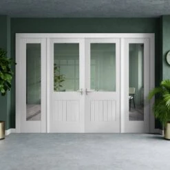 White Primed Internal Cottage 1P 1L Clear Glass 1 Panel Sidelight Room Divider Set (123153)