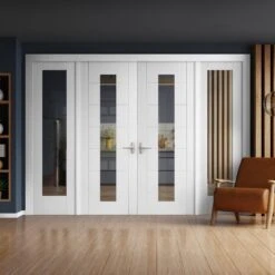 White Primed Internal Pedrena Clear Glass 1 Panel Sidelight Room Divider Set (123160)