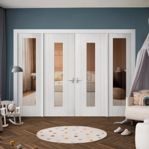 White Primed Internal Trent 3P 1L Clear Glass 1 Panel Sidelight Room Divider Set (123168)