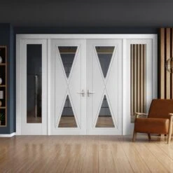 White Primed Internal Alexa 2L Clear Glass 1 Panel Sidelight Room Divider Set (123174)