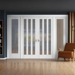 White Primed Internal Ashton 3L Obscure Glass 1 Panel Sidelight Room Divider Set (123150)