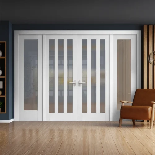 White Primed Internal Ashton 3L Obscure Glass 1 Panel Sidelight Room Divider Set (123150)