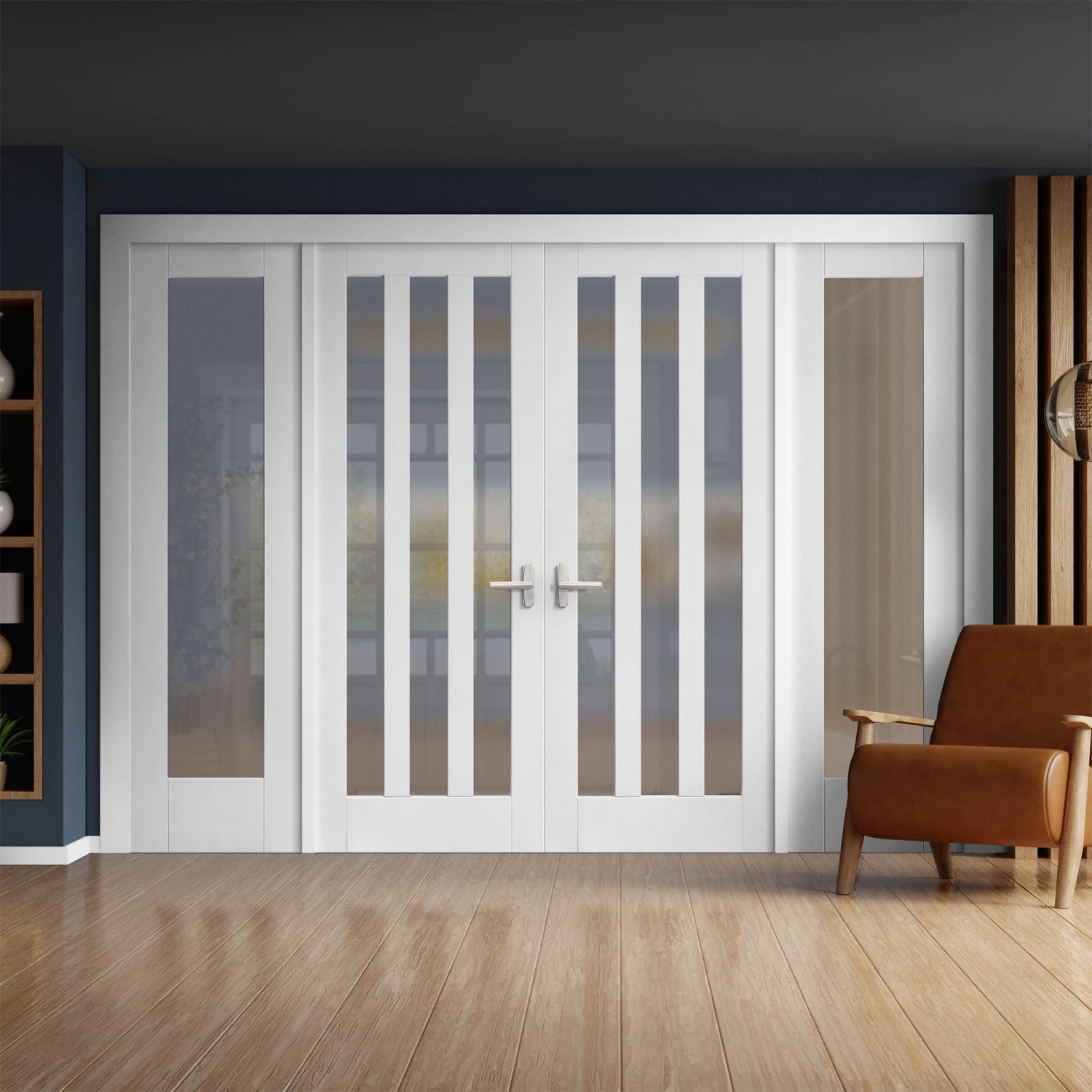 White Primed Internal Ashton 3L Obscure Glass 1 Panel Sidelight Room Divider Set (123150) 1 White Primed Internal Ashton 3L Obscure Glass 1 Panel Sidelight Room Divider Set (123150)