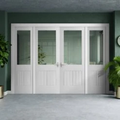 White Primed Internal Cottage 1P 1L Clear Glass Sidelight Room Divider Set (123152)