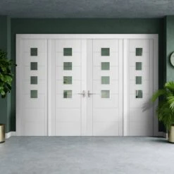 White Primed Internal Pedrena Clear Glass Sidelight Room Divider Set (123159)