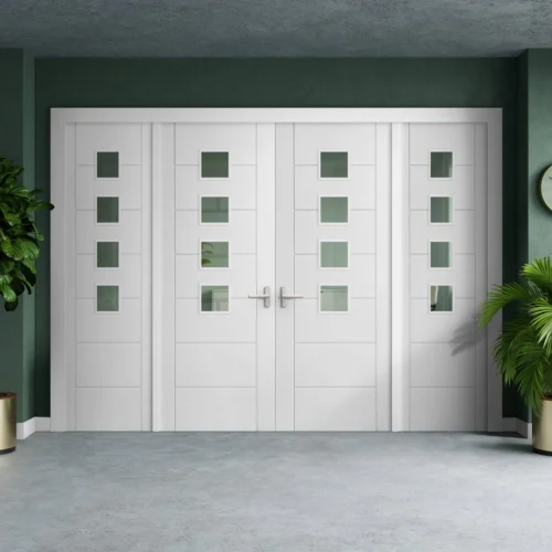 White Primed Internal Pedrena Clear Glass Sidelight Room Divider Set (123159)