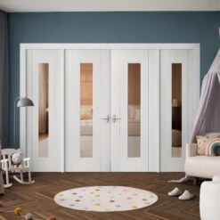 White Primed Internal Trent 3P 1L Clear Glass Sidelight Room Divider Set (123167)