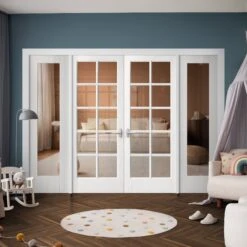 White Primed Internal SA 10L Clear Glass 1 Panel Sidelight Room Divider Set (123177)