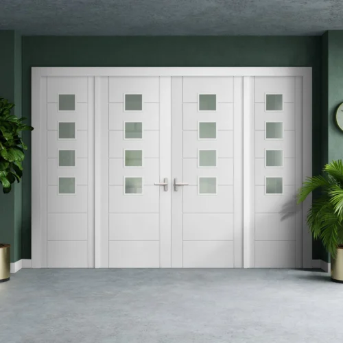 White Primed Internal Pedrena Obscure Glass Sidelight Room Divider Set (123161)