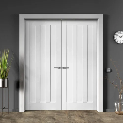 Internal White Primed Ashton 3 Panel Pair Door (121401)