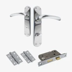 Palace Lever On Backplate Bathroom Door Handle Set - Polished Chrome (122269)