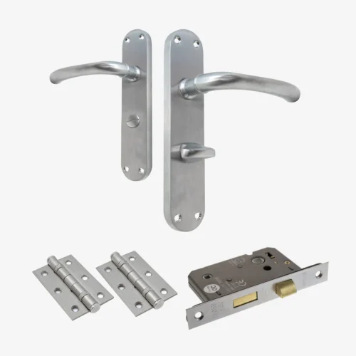 Palace Lever On Backplate Bathroom Door Handle Set - Satin Chrome (122277)