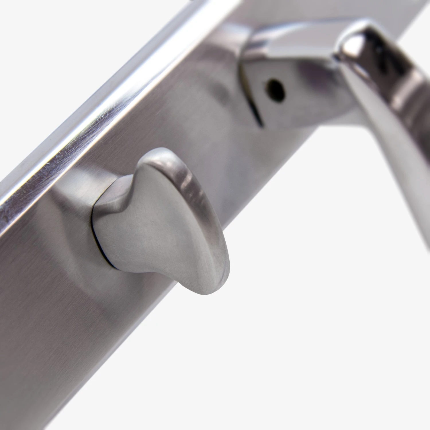 Deco Lever On Backplate Bathroom Door Handle Set - Polished Chrome / Satin Chrome (122280) 2 Deco Lever On Backplate Bathroom Door Handle Set - Polished Chrome / Satin Chrome (122280) - Image 2