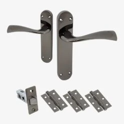 Scimitar Lever On Backplate Fire Door Handle Set - Black Nickel (122298)
