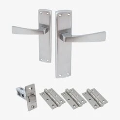 Ritz Lever On Backplate Fire Door Handle Set - Polished Chrome / Satin Chrome (122290)