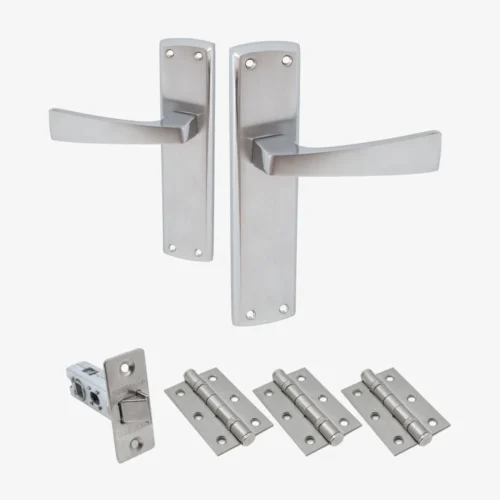 Ritz Lever On Backplate Fire Door Handle Set - Polished Chrome / Satin Chrome (122290)