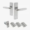 Deco Lever On Backplate Fire Door Handle Set - Polished Chrome / Satin Chrome (122287)