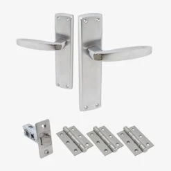 Deco Lever On Backplate Fire Door Handle Set - Polished Chrome / Satin Chrome (122287)