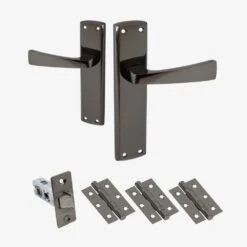 Ritz Lever On Backplate Fire Door Handle Set - Black Nickel (122283)