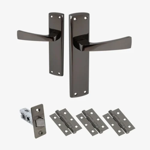 Ritz Lever On Backplate Fire Door Handle Set - Black Nickel (122283)