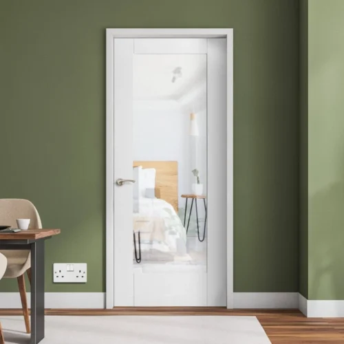 White Internal Primed Pattern 10 Clear Glass FD30 Fire Door (122083)