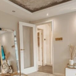 White Internal Primed Pattern 10 Clear Glass FD30 Fire Door (122083) -Oak Door Store 1724850607 46618400