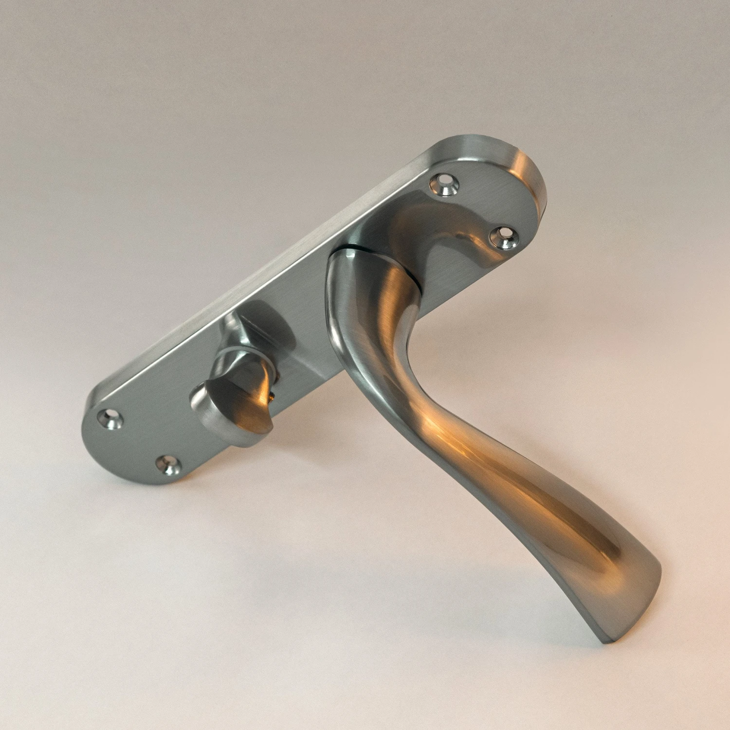 Scimitar Lever On Backplate Bathroom Door Handle Set - Satin Chrome (122292) 3 Scimitar Lever On Backplate Bathroom Door Handle Set - Satin Chrome (122292) - Image 3