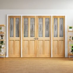 Clear Pine Unfinished Internal 2P 2L Campion Glass Sidelight Room Divider Set (123141)
