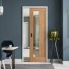 Oak Unfinished Farley 1 Light Clear Offset Glass Framed 100mm Pocket Door Set (123207)