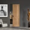 Oak Unfinished Victorian 4 Panel Flat Framed 100mm Pocket Door Set (123224)