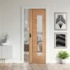 Oak Unfinished Parma 1 Light Clear Glass Framed 100mm Pocket Door Set (123210)
