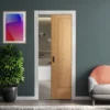 Oak Unfinished Pattern 10 1 Panel Framed 100mm Pocket Door Set (123214)
