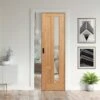 Oak Fully Finished Internal Stamford 4 Panel 1 Light Clear Glass Framed 100mm Pocket Door Set (123202)