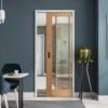 Oak Unfinished Toledo 3 Light Clear Glass Framed 100mm Pocket Door Set (123218)