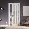 White Primed Internal Ashton 3 Light Obscure Glass Framed 100mm Pocket Door Set (123238)