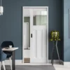 White Primed Internal DX 1930's Clear Glass Framed 100mm Pocket Door Set (123249)