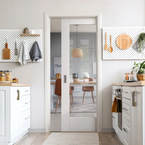 White Primed Internal Pattern 10 1 Panel Framed 100mm Pocket Door Set (123260)