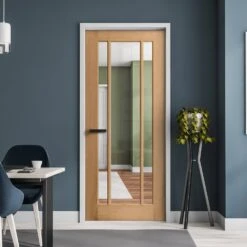 Oak Internal Fully Finished Toledo 3 Light Clear Glass FD30 Fire Door (121949)