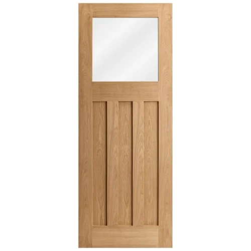 Oak Internal Fully Finished 1930's DX 3 Panel 1 Light Clear Glass FD30 Fire Door (121951) -Oak Door Store 1727358253 13975300