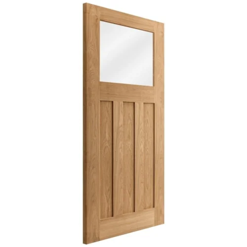 Oak Internal Fully Finished 1930's DX 3 Panel 1 Light Clear Glass FD30 Fire Door (121951) -Oak Door Store 1727358254 15620200
