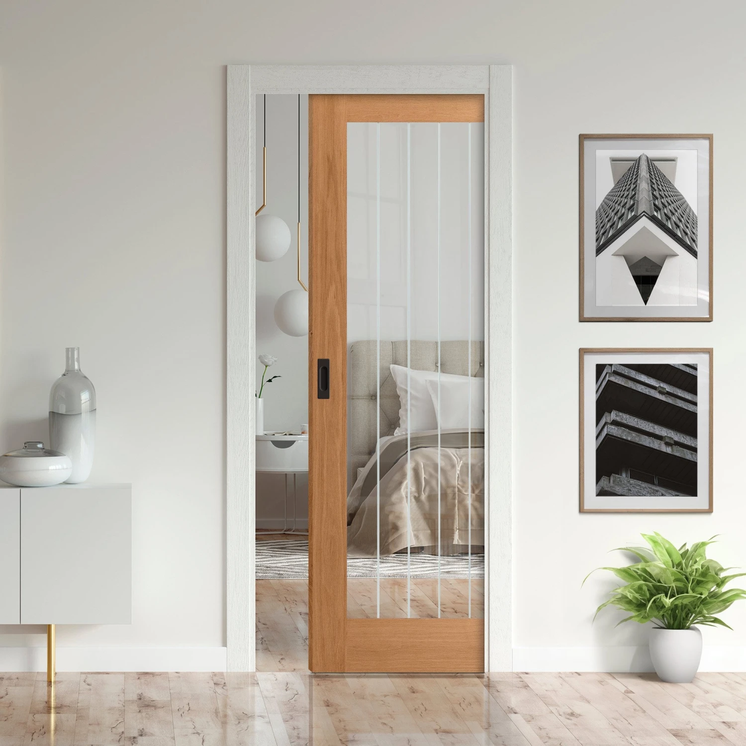 Oak Fully Finished Internal Farley 1 Light Obscure Lined Glazed Framed 100mm Pocket Door Set (123197) 1 Oak Fully Finished Internal Farley 1 Light Obscure Lined Glazed Framed 100mm Pocket Door Set (123197)