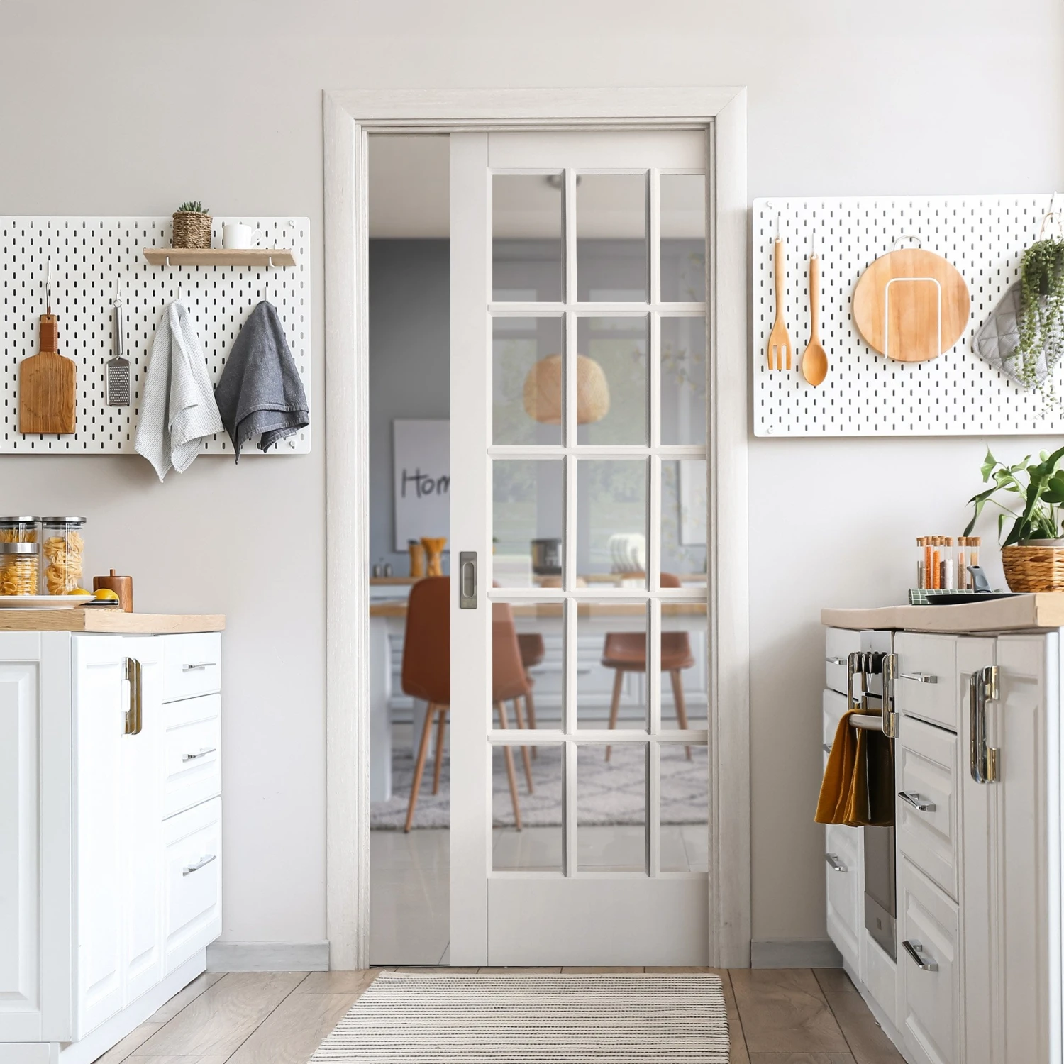 White Primed Internal SA 15 Light Clear Glass Classic Framed 100mm Pocket Door Set (123559) 1 White Primed Internal SA 15 Light Clear Glass Classic Framed 100mm Pocket Door Set (123559)