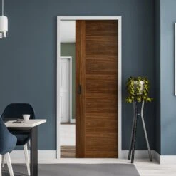 Walnut Fully Finished Internal Milano Framed 100mm Pocket Door Set (123230)