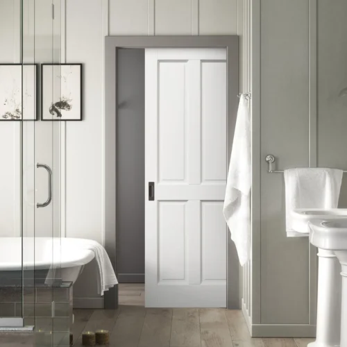 White Primed Internal Berkeley 4 Panel Framed 100mm Pocket Door Set (123243)