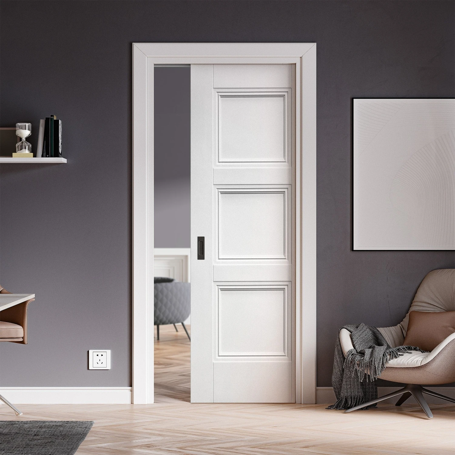 White Primed Internal Elegance Ripley Framed 100mm Pocket Door Set (123254) 1 White Primed Internal Elegance Ripley Framed 100mm Pocket Door Set (123254)