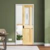 Clear Pine Unfinished Internal 2 Panel 2 Light Campion Glass Framed 100mm Pocket Door Set (123181)