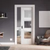 White Primed Internal Elegance Ripley 3 Light Clear Glass Framed 100mm Pocket Door Set (123253)