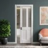 White Primed Internal Victorian 2 Panel 2 Light Obscure Glass Framed 100mm Pocket Door Set (123276)