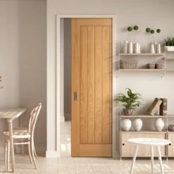Oak Fully Finished Internal Farley Framed 100mm Pocket Door Set (123199)